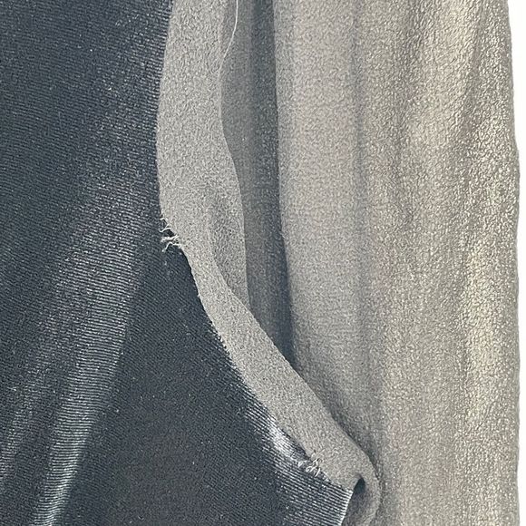 Cold Water Creek Faux Wrap 3/4 Sleeve‎ Black Silk Chiffon Velour Dress - Picture 9 of 12